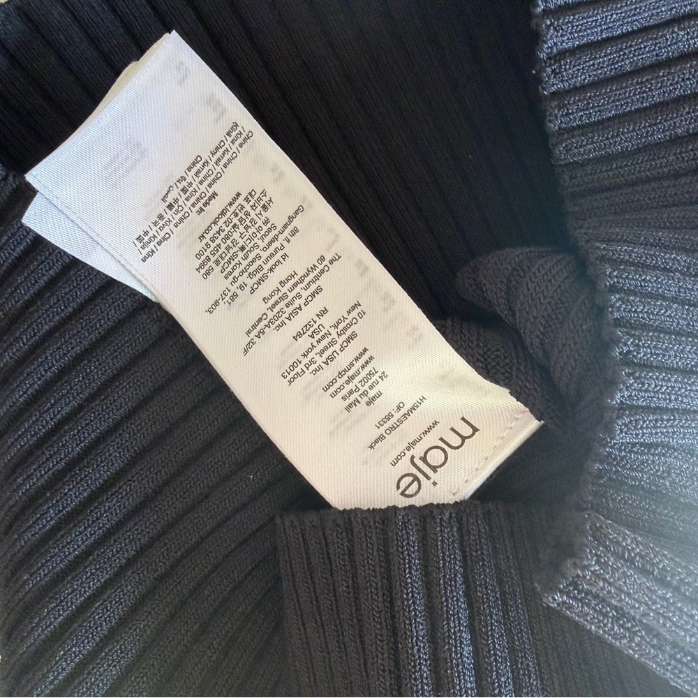 Maje Black Ribbed Knit Sleeveless Top